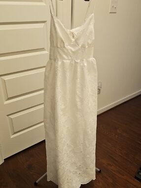 White Eyelet Maxi Dress with Spaghetti Straps